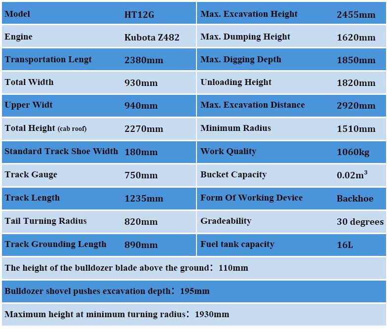 HT12G Mini Excavator