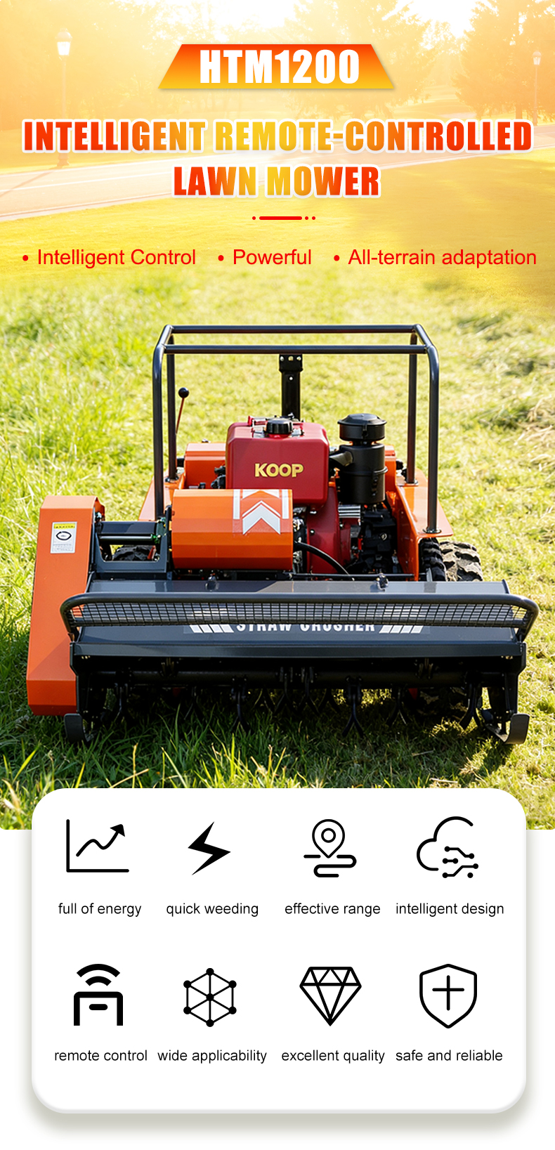  HTM1200 Intelligent Remote-Controlled Lawn Mower